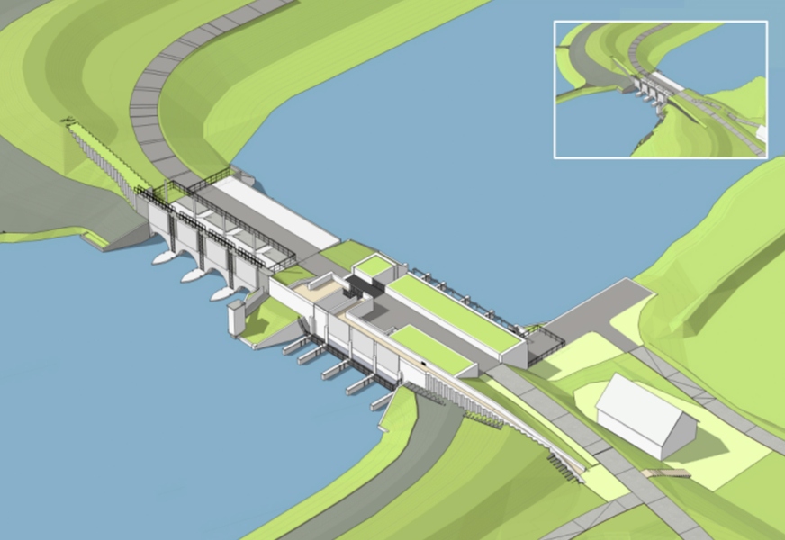 Ontwerp Gemaal Oostoever met vispassage in de Balgzanddijk